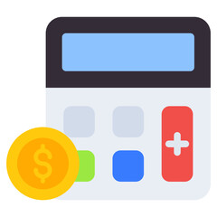 Cruncher with dollar, flat design of Budget accounting