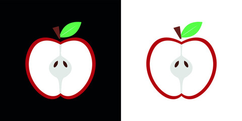 Apple drawing. Basic healthy food icon.