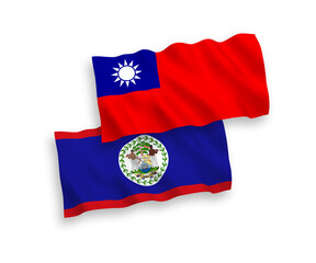 Flags of Belize and Taiwan on a white background