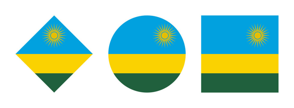 rwanda flag icon set. isolated on white background	