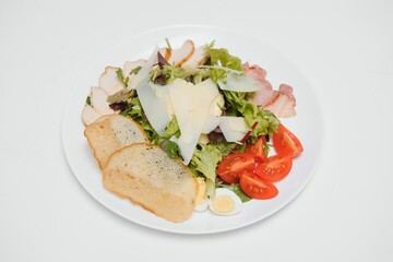 fresh vegetable salad isolated on white background