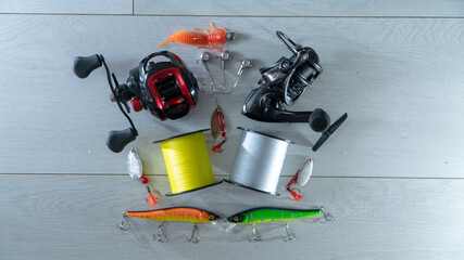 Fishing tackle, reels, spinners, wobbler 