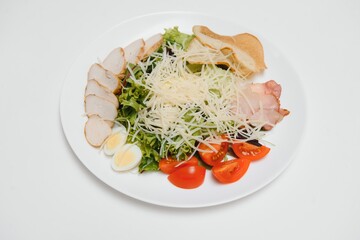 fresh vegetable salad isolated on white background