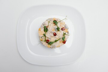 fresh vegetable salad isolated on white background