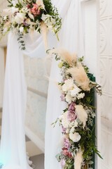 Decorated meadow for wedding ceremony.