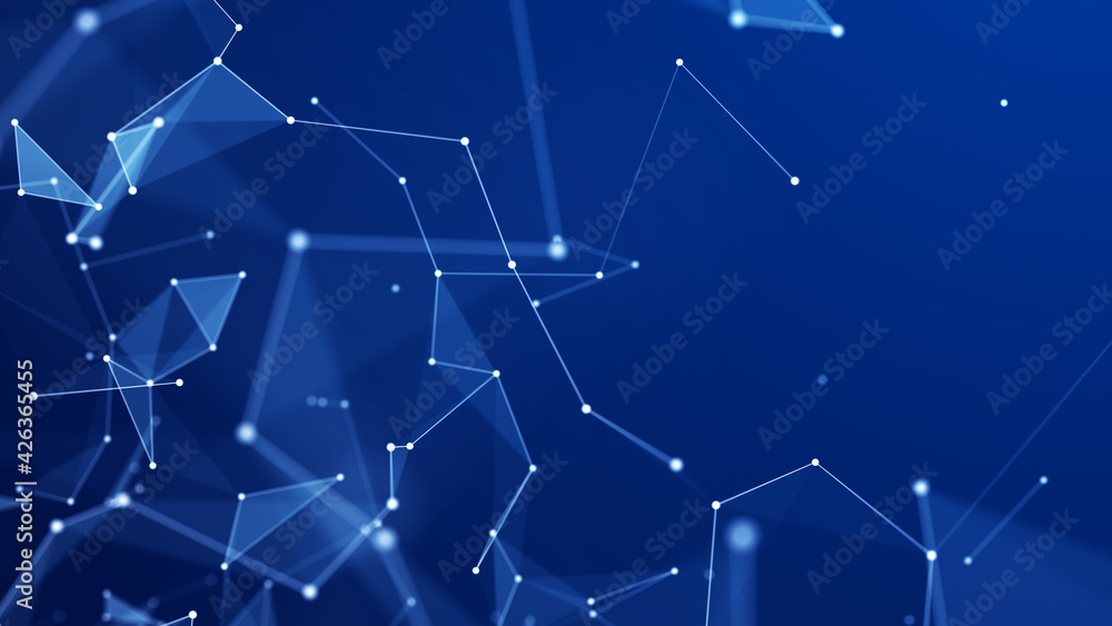 Leinwandbilder Abstract digital background of points and lines. Glowing plexus. Big data. Network or connection. Abstract technology science background. 3d rendering