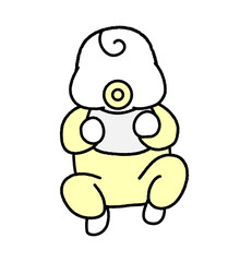 おしゃぶりを咥えて仰向けに寝る新生児