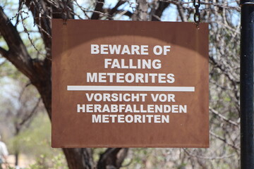 sign near the meteorite