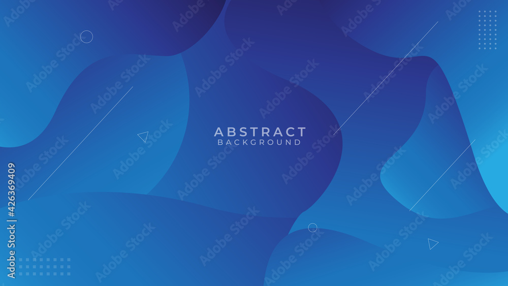 Poster colorful geometric background. blue elements with fluid gradient. dynamic shapes composition. illust