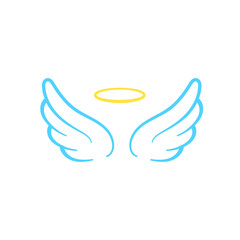 Angel wings design and cute head ring for kids. Isolated on white background