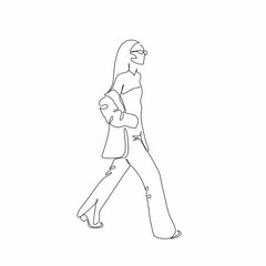 Fashion woman line hand-drawn vector graphic. Beautiful young girl model for design. Fashion, style, youth, beauty. Graphic, sketch, drawing, vector.