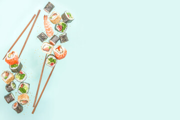 Flying sushi set with chopsticks