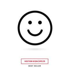 Smile icon vector. Face emoticon sign