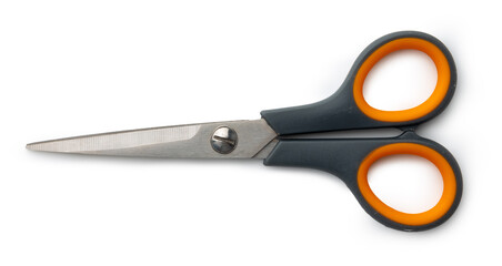 Scissors isolated on white background, top view