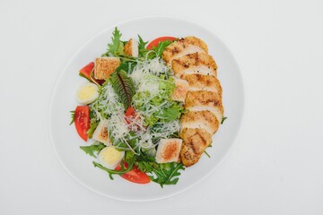 fresh vegetable salad isolated on white background