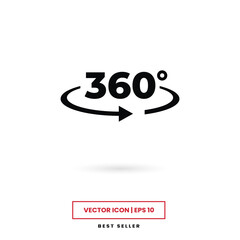 360 degrees view icon vector. Angle 360 degrees sign