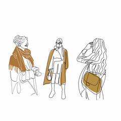 One line woman fashion, creative freehand composition in contemporary abstract style with colorful geometric elements. Beauty fashion female young figure. Tempura design for print, card, poster