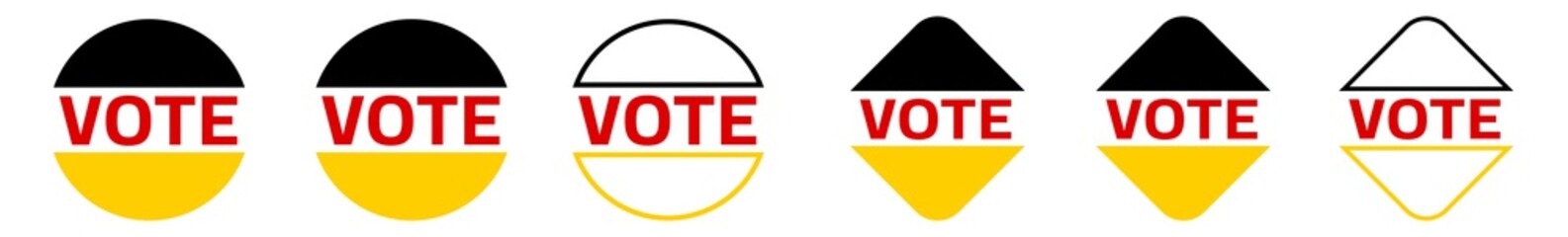 Vote Button Germany Icon | German Voting Emblem Illustration | Election Emblem Symbol | Choice Badge Logo | Presidential Campaign Sign | Isolated | Variations
