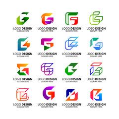 set collection letter G logo design template