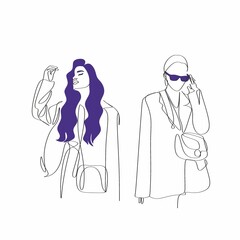 Set of Abstract minimalistic female figure in underwear. Vector fashion illustration of the female body in a trendy linear style. Elegant art. For posters, tattoos, logos of underwear stores