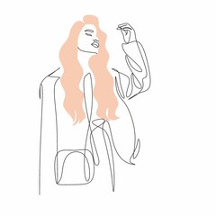 Continuous line art abstract fashion woman . Contemporary girl vector illustration