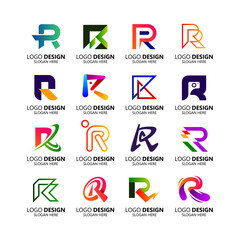 set collection letter R logo design template