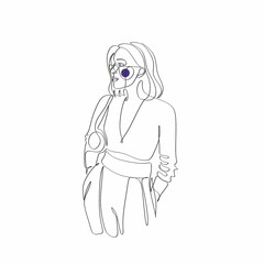 Fashion woman line hand-drawn vector graphic. Beautiful young girl model for design. Fashion, style, youth, beauty. Graphic, sketch, drawing, vector.