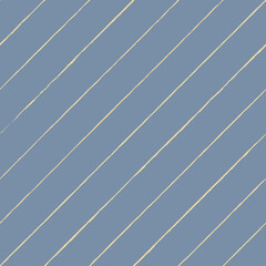 Vector drawn yellow stripes blue seamless pattern