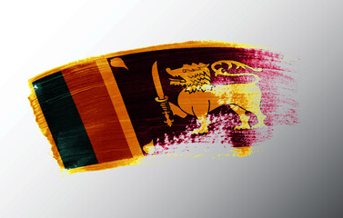 Sri Lanka flag illustrated on paint brush stroke

