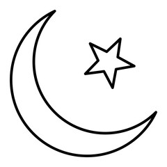 Vector Crescent Moon Outline Icon Design