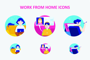 Fototapeta premium Work from home remote icons