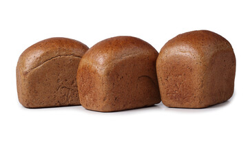 Rye bread isolated on white. Full depth of field, detailed retouched