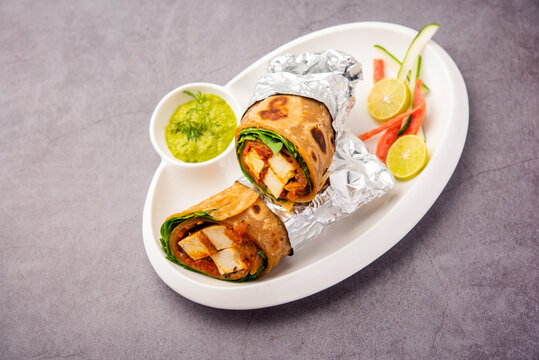 Paneer chapati Spring roll - Cottage Cheese with masala stuffed in flat bread & rolled, Indian food