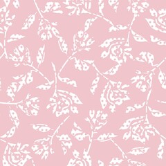 Pastel Botanical Tropical Floral Seamless Pattern with dotted Background