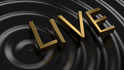 3D render bronze letters live on the background of waves