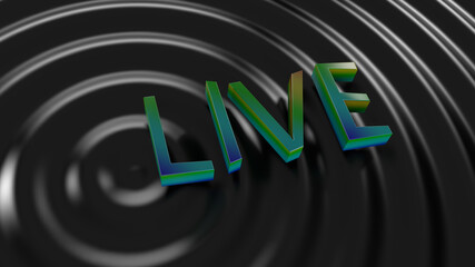 3D render colorful letters live on the background of waves