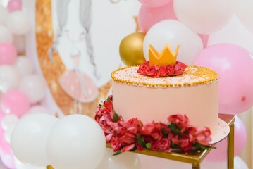 Childrens cake. Pink cake. cake for childrens birthday