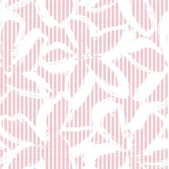Pastel Botanical Floral Seamless Pattern with striped Background