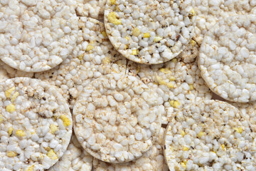 background of round cereal crispbread healthy food