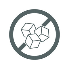 Sugar free graphic icon. Without sugar sign isolated on white background. Prohibition sign on sugar cubes. Vector illustration