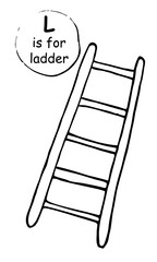 Hand drawn cartoon sketch wooden metal step ladder