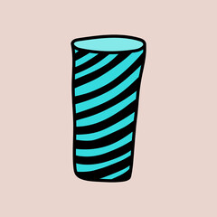 Hand drawn tableware or kitchenware. Vector cups