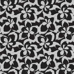 Black and White Botanical Tropical Floral Seamless Pattern with dotted Background