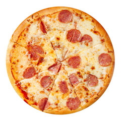 Isolated sausage neapolitan pizza on the white background