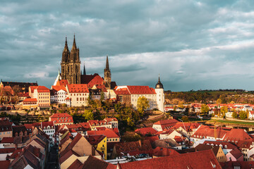 Obraz premium View over the roofs of Meissen in Germany.