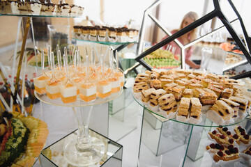 Many small desserts close together