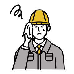 作業服　現場作業員　男性　焦っている　表情　ポップ　手描き
