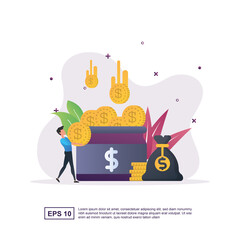 Fototapeta premium Illustration Concept of crowdfunding with lots of coins in the jar.