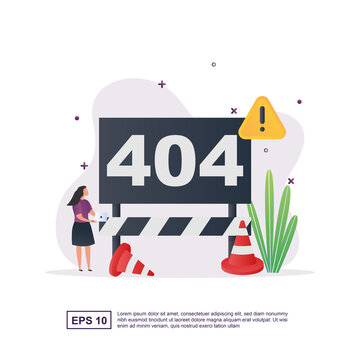 Illustration Concept of error with code 404 with code 404 which is being repaired using a laptop.