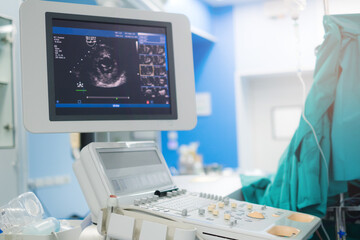 Doctor is examining heart's patient by echocardiogram for diagnosis disease or explain symptom....